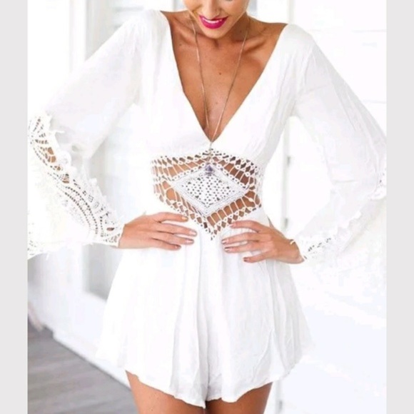 Pants - Bohomian Cotton and Lace Romper
